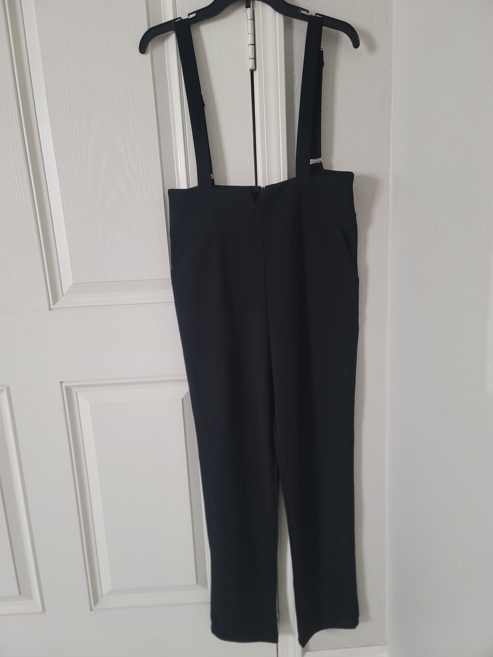 Revamped Black Suspender Straight-Leg Pants